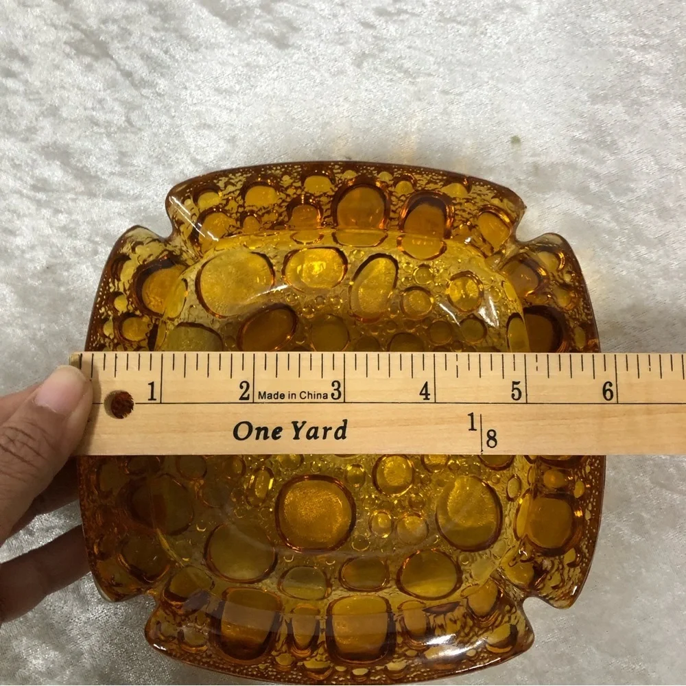 Vintage set of 2 Ashtrays bubble pebble art glass design